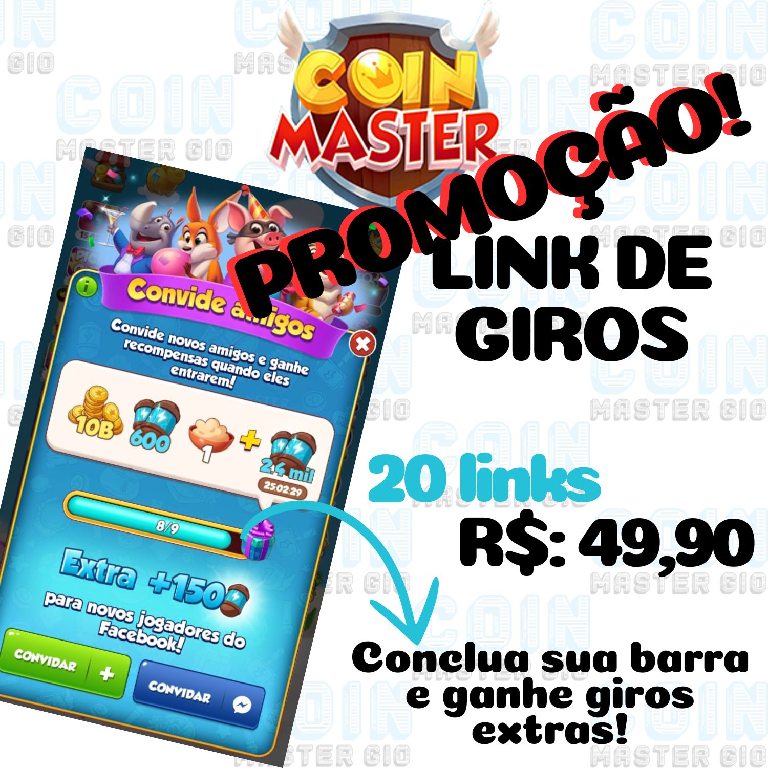 20 Links de Giros por Convite Coin Master PROMOÇÃO