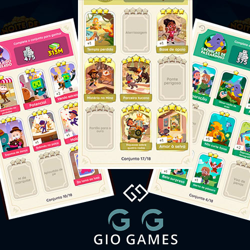 Cartas MonopolyGo Todos Conjuntos - Cartas Brancas (Solicitar valor da carta) 